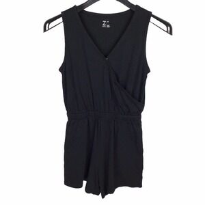 Z by Zella Girls Black Selena Faux Wrap V-Neck Surplice Sleeveless Romper M 8/10